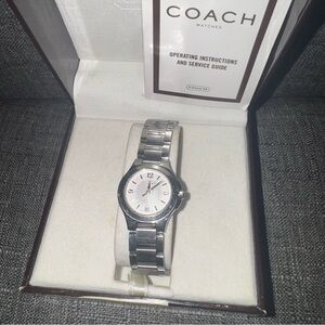 Coach Women’s Stainless Steel Quartz Watch White Dial Date Preowned w/Box